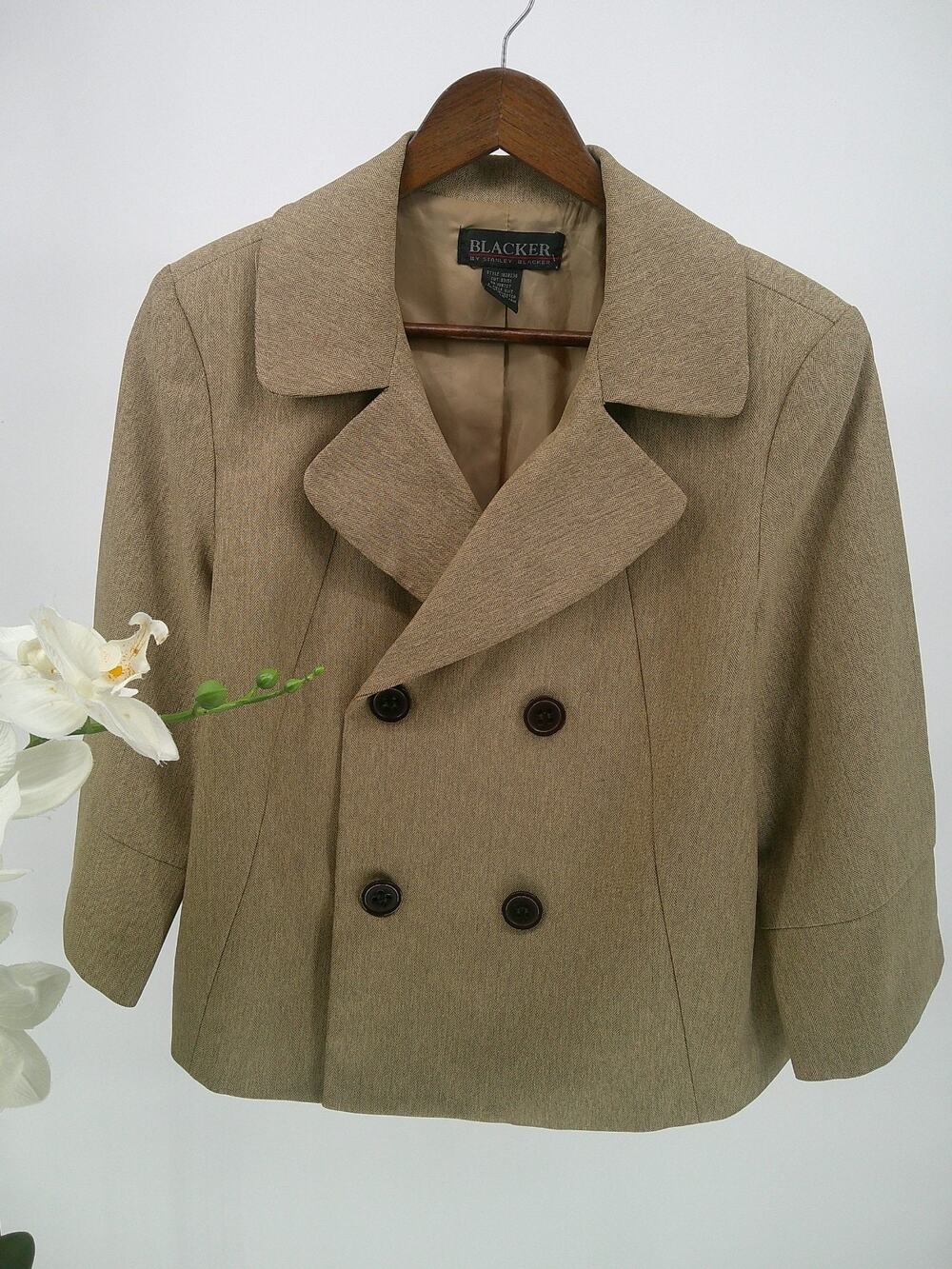 Blacker By Stanley Blacker Womens Size 14 Double Breasted Cropped Blazer Jacket